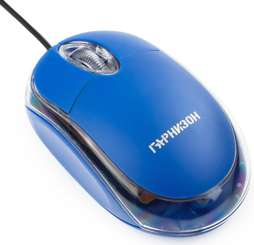 Мышь Гарнизон GM-100B проводная, голубая, USB, 2кнопки+колесо, 1000DPI