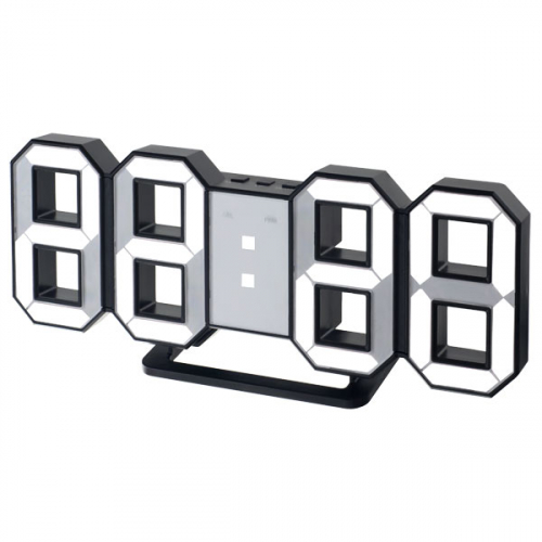 Perfeo часы-будильник LUMINOUS, черный корпус / белая подсветка (PF-663)