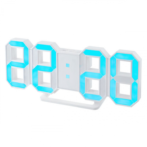 Perfeo часы-будильник LUMINOUS, белый корпус / синяя подсветка (PF-663)