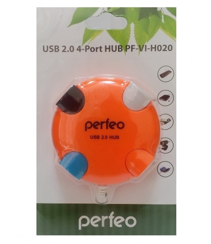 Разветвитель Perfeo (PF-VI-H020) Orange 4 порта USB