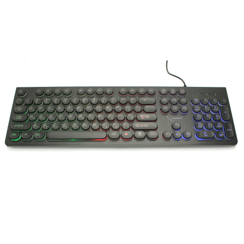 Клавиатура Gembird KB-240L, USB, черный, 104 клавиши, подсветка Rainbow, круглые клавиши, кабель1.5м