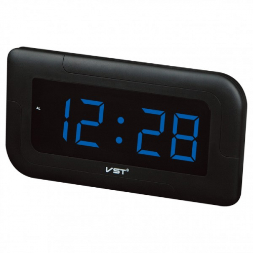 Часы электронные настенные/настольные VST-739/5 (ярко-синие символы),будильник, блок питания