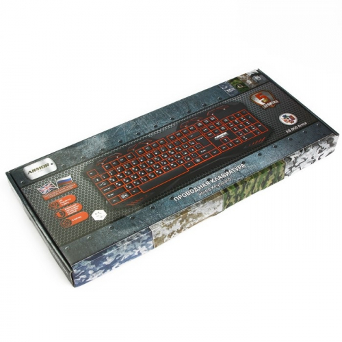 Клавиатура CBR KB 868 Armor, игровая,USB, 104 стандартных клавиши + 9 доп., подсветка рабочего поля,