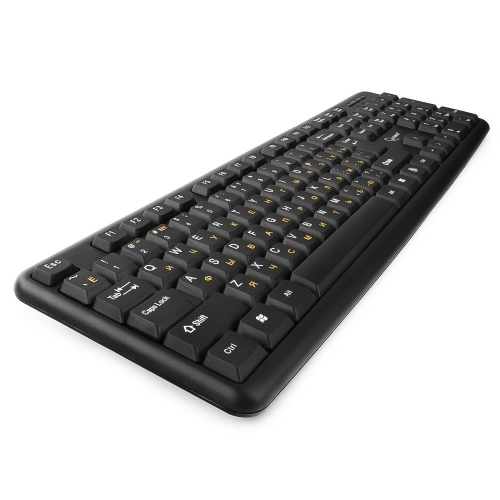 Клавиатура Gembird KB-8320U-RU Lat-BL, черный, USB,104 клавиши, кнопка переключения RU/LAT