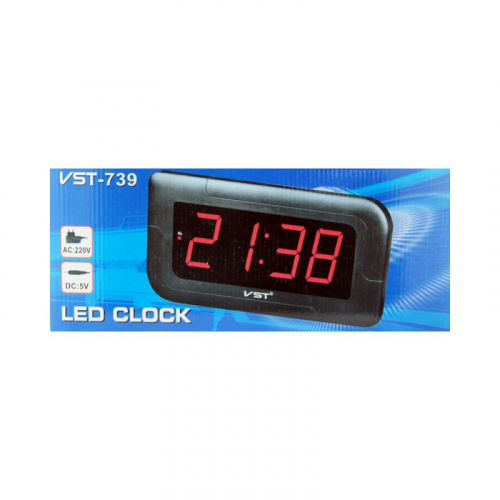 Часы электронные настенные/настольные VST-739/1 (красные символы),будильник, блок питания