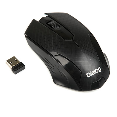 Мышь Dialog MROP-07U RF 2.4G, 6 кнопок+ролик прокрутки, USB, черная, беспроводная
