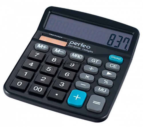 Калькулятор Perfeo SDC-837B (PF_3286), бухгалтерский, 12-разр., GT, черный