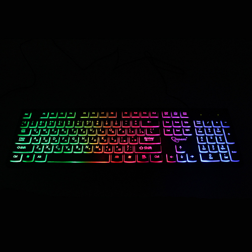 Клавиатура Gembird KB-250L, USB, черный, 104 клавиши (шоколадный тип), подсветка Rainbow, кабель1.5м