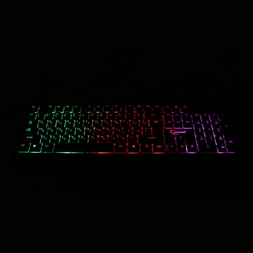 Клавиатура Gembird KB-220L, USB, черный, 104 клавиши, подсветка Rainbow, кабель 1.5м