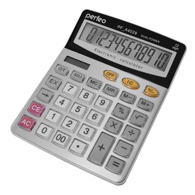 Калькулятор Perfeo PF_A4029, бухгалтерский, 12-разр., GT, серебристый
