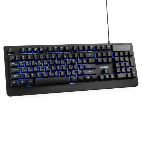 Клавиатура Гарнизон GK-310G, металл, синяя подсветка, USB, черный, антифантомные клавиши, 12 дополн