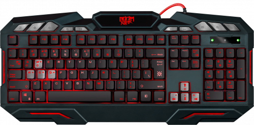 Клавиатура Defender GK-100DL Doom Keeper игровая, проводная, трехцветная подсветка