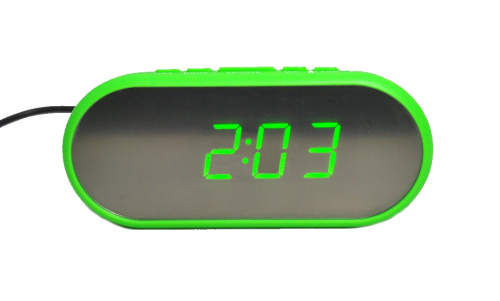 Часы электронные настольные зеркальные VST-712Y/4 (зеленый корпус, ярко-зеленые символы)