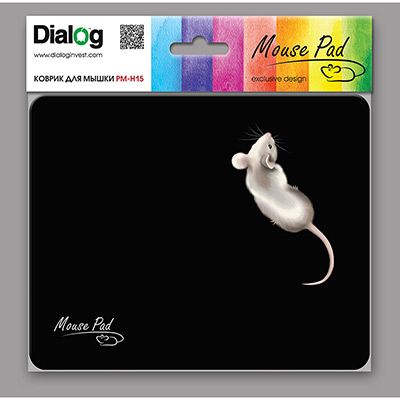 Коврик для мыши Dialog PM-H15 black, mouse, с рисунком мышки, 220*180 мм