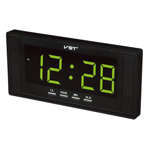 Часы электронные настенные/настольные VST-729/2 (зеленые символы),будильник, блок питания
