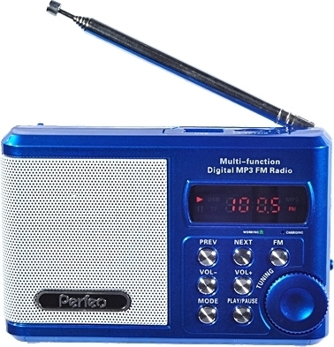 Радиоприемник Perfeo Sound Ranger, FM MP3 USB microSD In/Out ридер, BL-5C 1000mAh синий