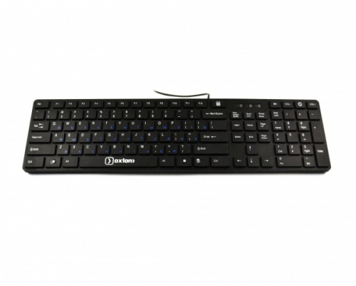Клавиатура Oxion OKB007BK, черная, slim, 108кн+5мульт. кн., USB