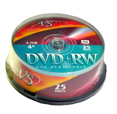 Диск VS DVD+RW 4.7GB 4X (25) (250), кейкбокс