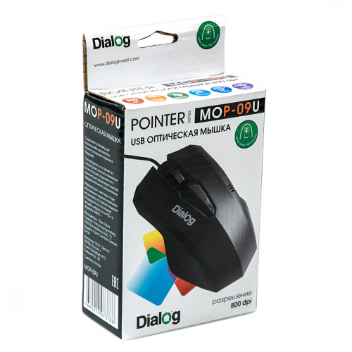 Мышь Dialog MOP-09U Pointer Optical - 3 кнопки + ролик прокрутки, USB