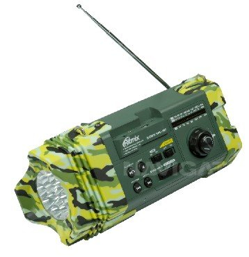 Радиоприемник Ritmix RPR-707 хаки (Bluetooth, 4*R20, 220V, встр. акк.,USB, SD, фонарь,микрофон, AUX)