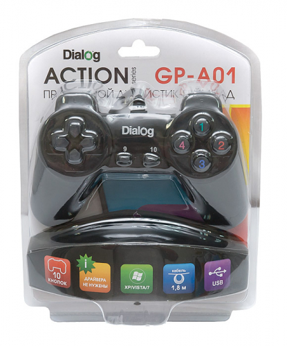 Геймпад Dialog Action GP-A01, 10 кнопок, USB, черный