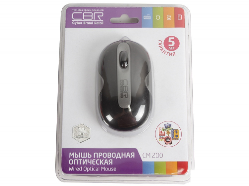Мышь CBR CM-200 Silver, черно- серебр., оптика, 1200dpi, slim-корпус, мини, USB, CM 200 Silver