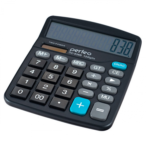 Калькулятор Perfeo SDC-838B (PF_3288), бухгалтерский, 12-разр., GT, черный