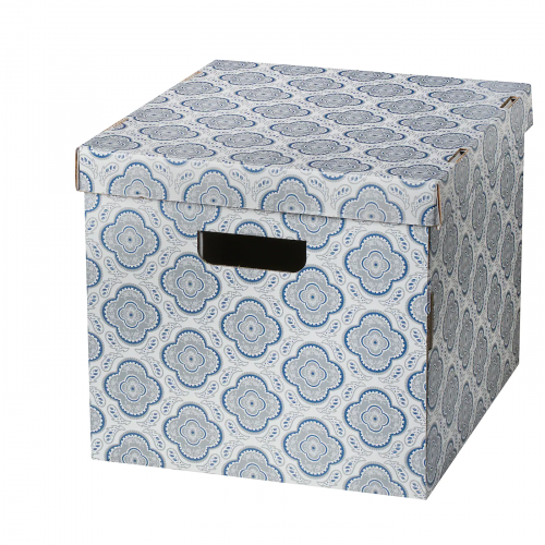 SMEKA СМЕКА, Коробка с крышкой, серый/цветок, 33x38x30 см