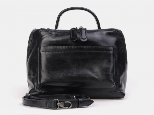 Черная кожаная женская сумка из натуральной кожи «W0038 Black»