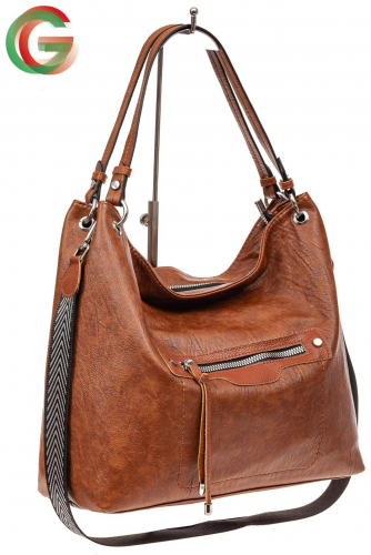 Большая женская сумка из искусственной кожи, цвет коричневый
