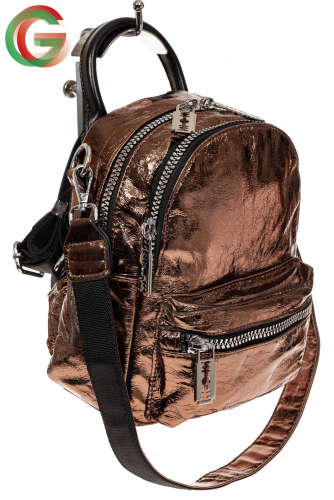 Мини-рюкзак из искусственной кожи, цвет бронза