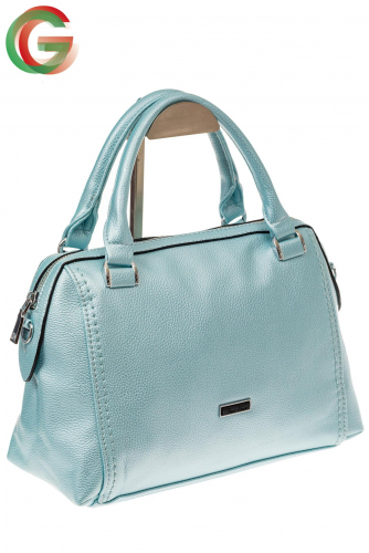 Классическая женская сумка из искусственной кожи, цвет голубой перламутр