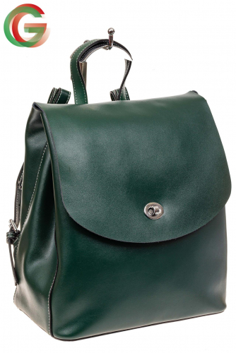 Классический женский рюкзак трансформер из натуральной кожи, цвет зеленый