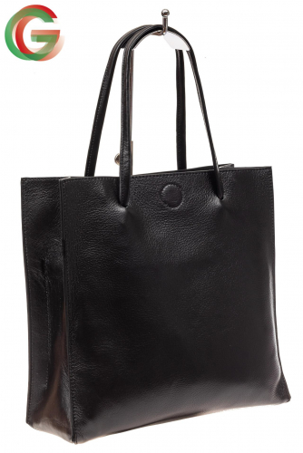 Женская сумка-мешок из натуральной кожи, цвет черный