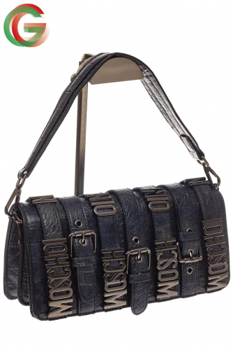 Модная сумка багет из искусственной кожи, цвет синий хром