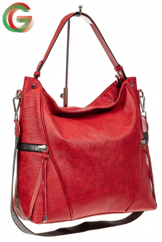 Большая женская сумка из искусственной кожи, цвет красный