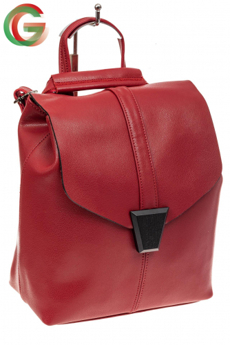 Женский рюкзак трансформер из натуральной кожи, цвет красный