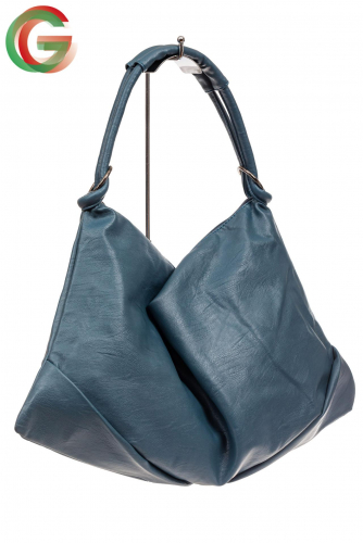 Большая женская сумка из искусственной кожи, цвет голубой