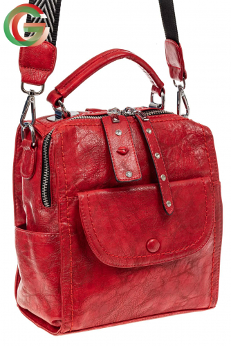 Сумка женская рюкзак из искусственной кожи, цвет красный