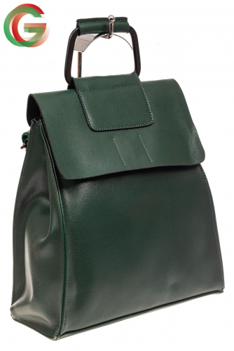 Женский рюкзак трансформер из натуральной кожи, цвет зеленый