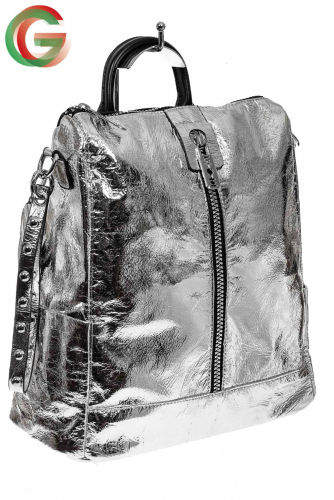 Большой городской рюкзак из искусственной кожи, цвет серебро
