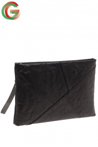 Кожаная мужская сумка клатч под документы, цвет черный