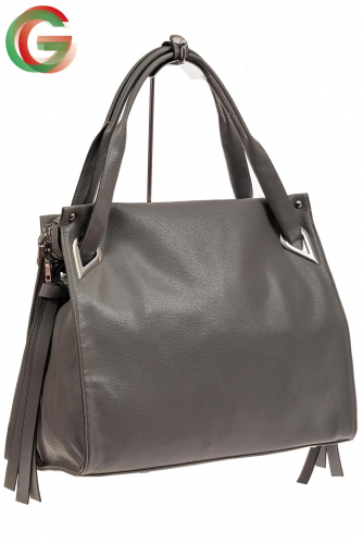 Большая женская сумка из искусственной кожи, цвет серый