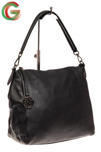 Мягкая женская сумка из натуральной кожи, цвет черный