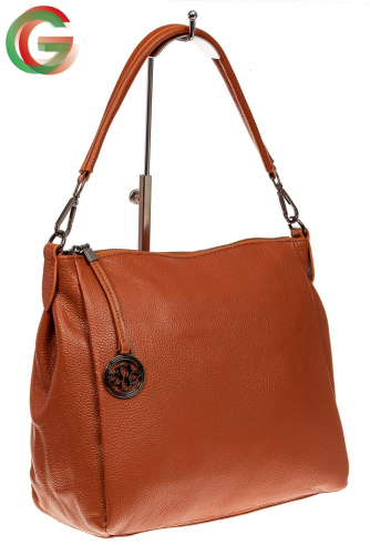 Мягкая женская сумка из натуральной кожи, цвет рыже-коричневый