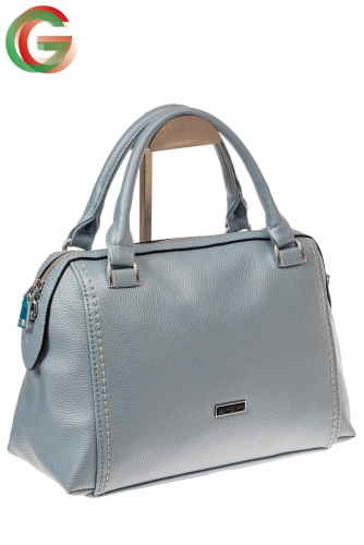 Классическая женская сумка из искусственной кожи, цвет серо-голубой перламутр