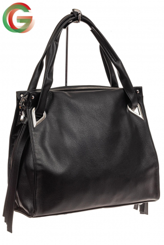 Большая женская сумка из искусственной кожи, цвет черный