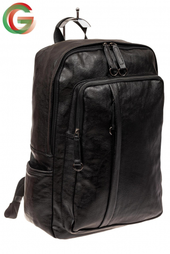 Мужской городской рюкзак из искусственной кожи, цвет черный