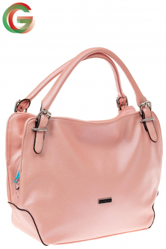 Классическая женская сумка из искусственной кожи, цвет розовый перламутр