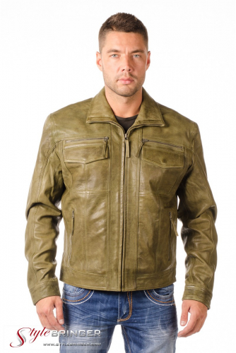 Куртка кожаная ARBEX M136 avocado